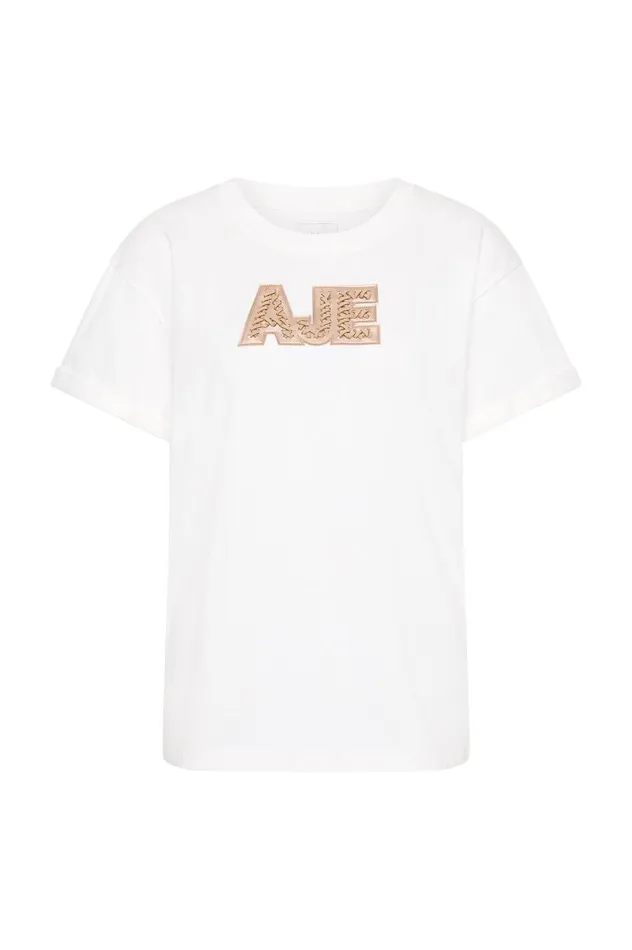 Aje Tees Devotion Braided Logo Tee Whitetaupe 8211 Women Aje Tees Devotion Braided Logo Tee Whitetaupe 8211 Women