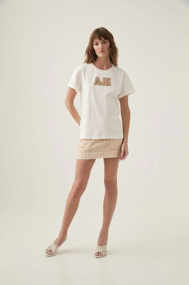 Aje Tees Devotion Braided Logo Tee Whitetaupe 8211 Women Aje Tees Devotion Braided Logo Tee Whitetaupe 8211 Women