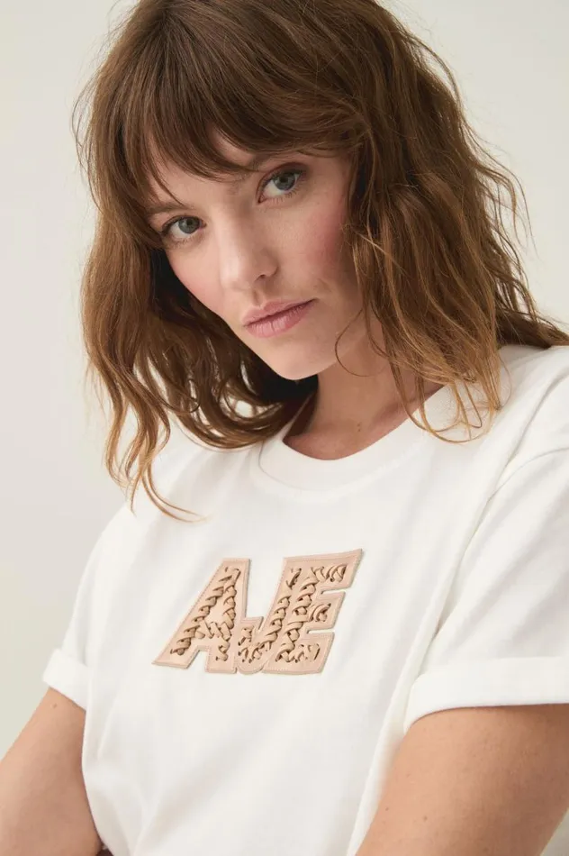 Aje Tees Devotion Braided Logo Tee Whitetaupe 8211 Women Aje Tees Devotion Braided Logo Tee Whitetaupe 8211 Women