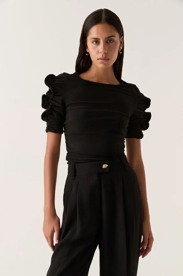 Aje Tops Elixir Gathered Jersey Top Black 8211 Women