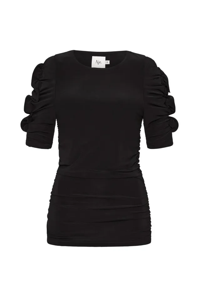 Aje Tops Elixir Gathered Jersey Top Black 8211 Women Aje Tops Elixir Gathered Jersey Top Black 8211 Women