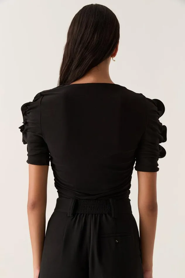 Aje Tops Elixir Gathered Jersey Top Black 8211 Women Aje Tops Elixir Gathered Jersey Top Black 8211 Women