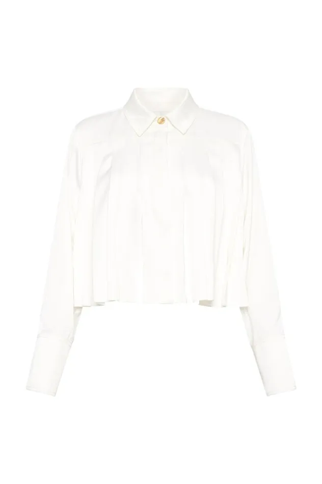 Aje Tops Estrade Pleated Crop Shirt Ivory 8211 Women Aje Tops Estrade Pleated Crop Shirt Ivory 8211 Women