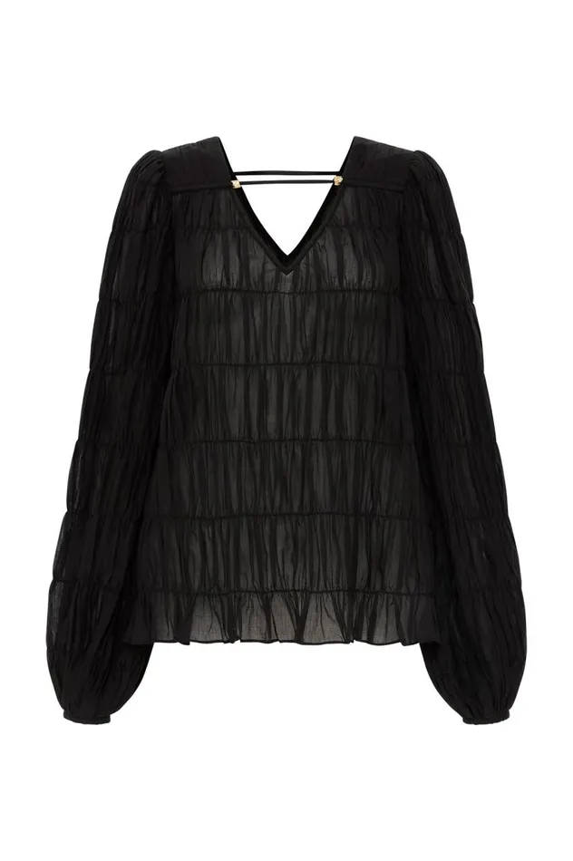 Aje Tops Evelina Ruched Blouse Black 8211 Women Aje Tops Evelina Ruched Blouse Black 8211 Women