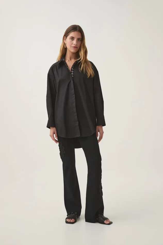 Aje Tops Jacqueline Oversized Logo Shirt Black 8211 Women Aje Tops Jacqueline Oversized Logo Shirt Black 8211 Women