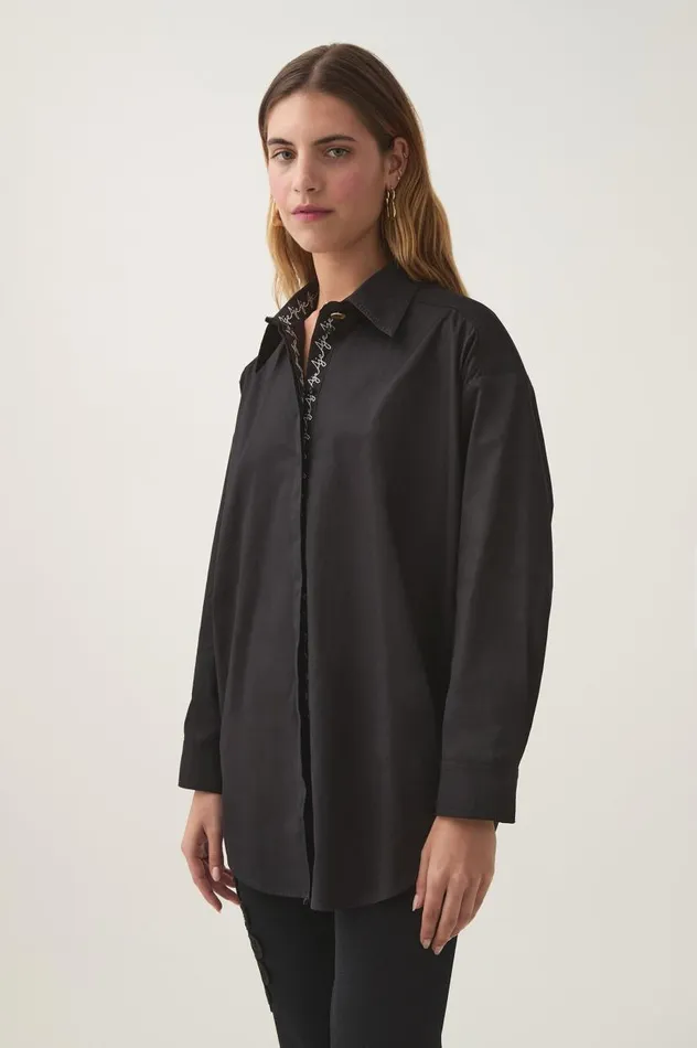Aje Tops Jacqueline Oversized Logo Shirt Black 8211 Women Aje Tops Jacqueline Oversized Logo Shirt Black 8211 Women