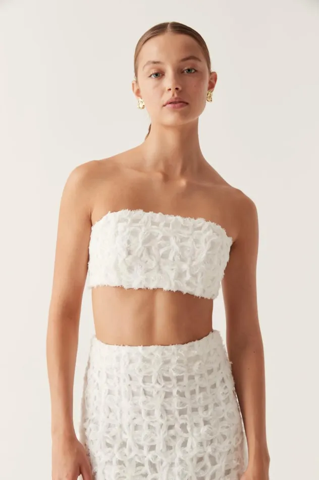 Aje Tops Quintette Textured Bralette Ivory 8211 Women Aje Tops Quintette Textured Bralette Ivory 8211 Women