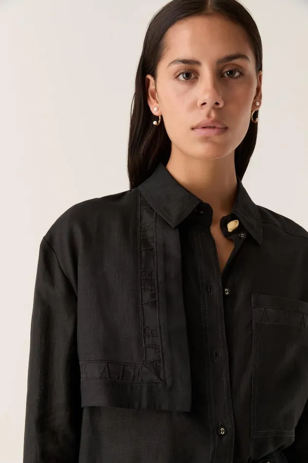 Aje Tops Reframe Oversized Logo Shirt Black 8211 Women