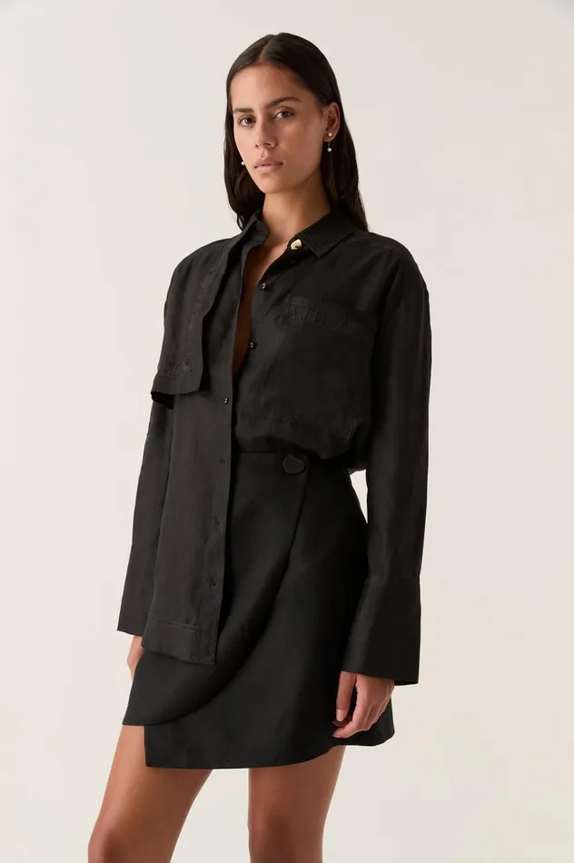 Aje Tops Reframe Oversized Logo Shirt Black 8211 Women