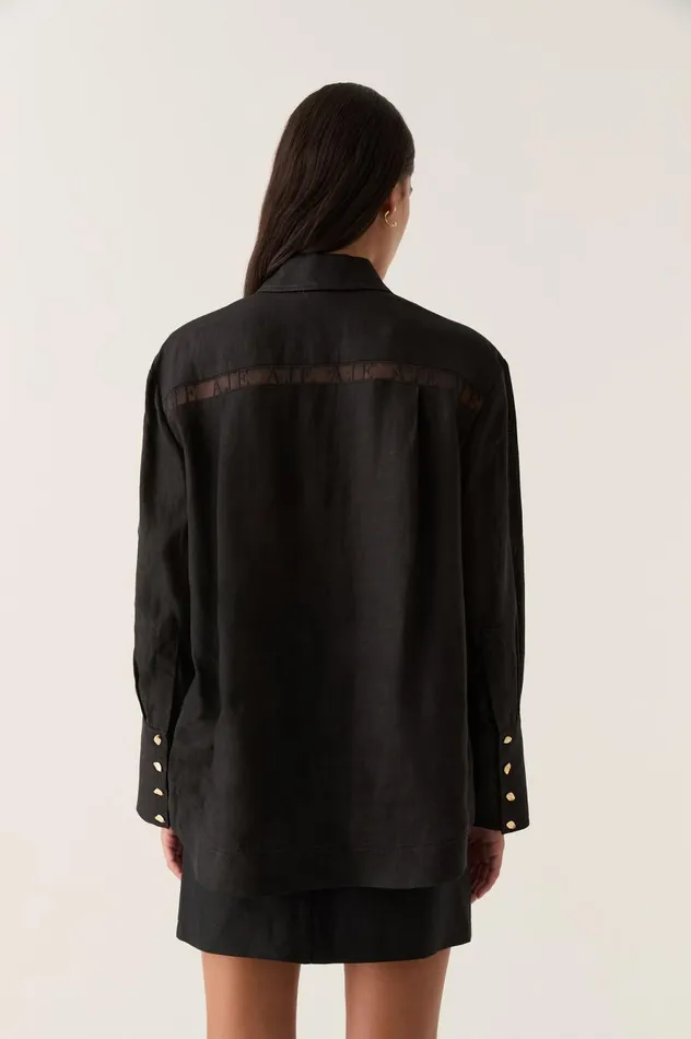 Aje Tops Reframe Oversized Logo Shirt Black 8211 Women