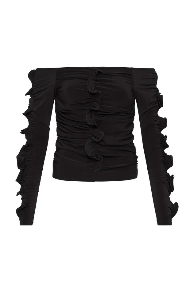 Aje Tops Regenerate Gathered Jersey Top Black 8211 Women Aje Tops Regenerate Gathered Jersey Top Black 8211 Women