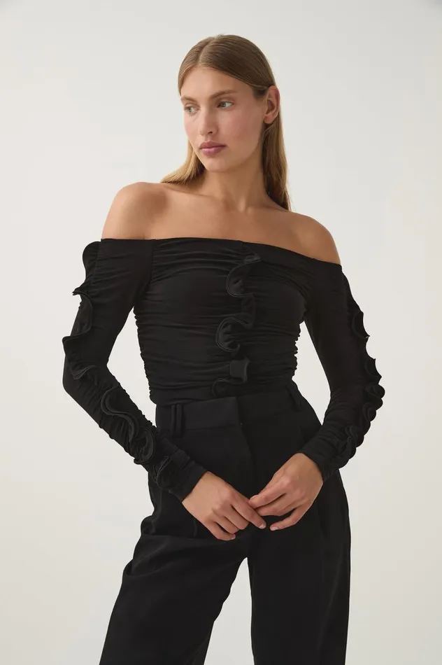 Aje Tops Regenerate Gathered Jersey Top Black 8211 Women Aje Tops Regenerate Gathered Jersey Top Black 8211 Women