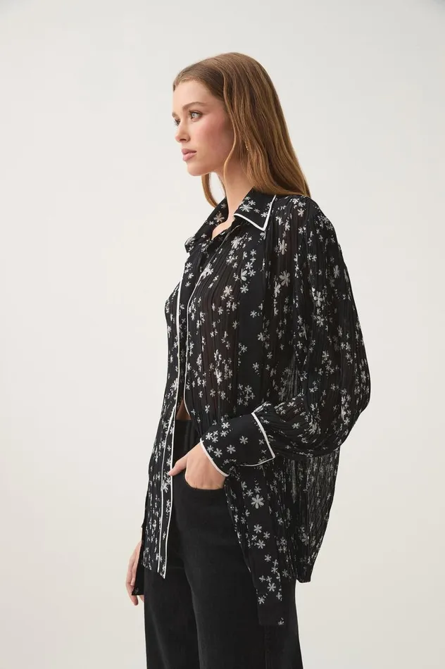 Aje Tops Sabine Shirt Nightfall Daisies 8211 Women Aje Tops Sabine Shirt Nightfall Daisies 8211 Women