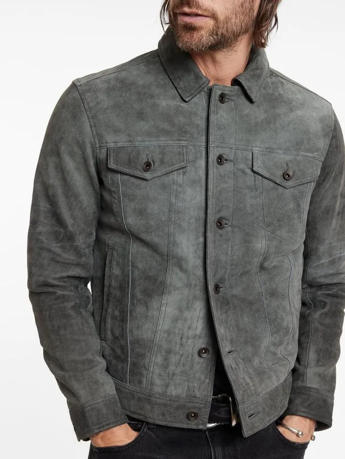 ANDREW TRUCKER JACKET Grey Stone Men John Varvatos Coats And Jackets