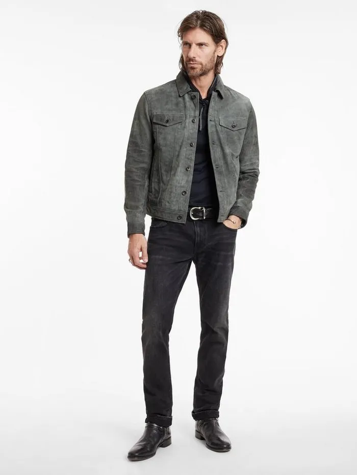 ANDREW TRUCKER JACKET Grey Stone Men John Varvatos Coats And Jackets