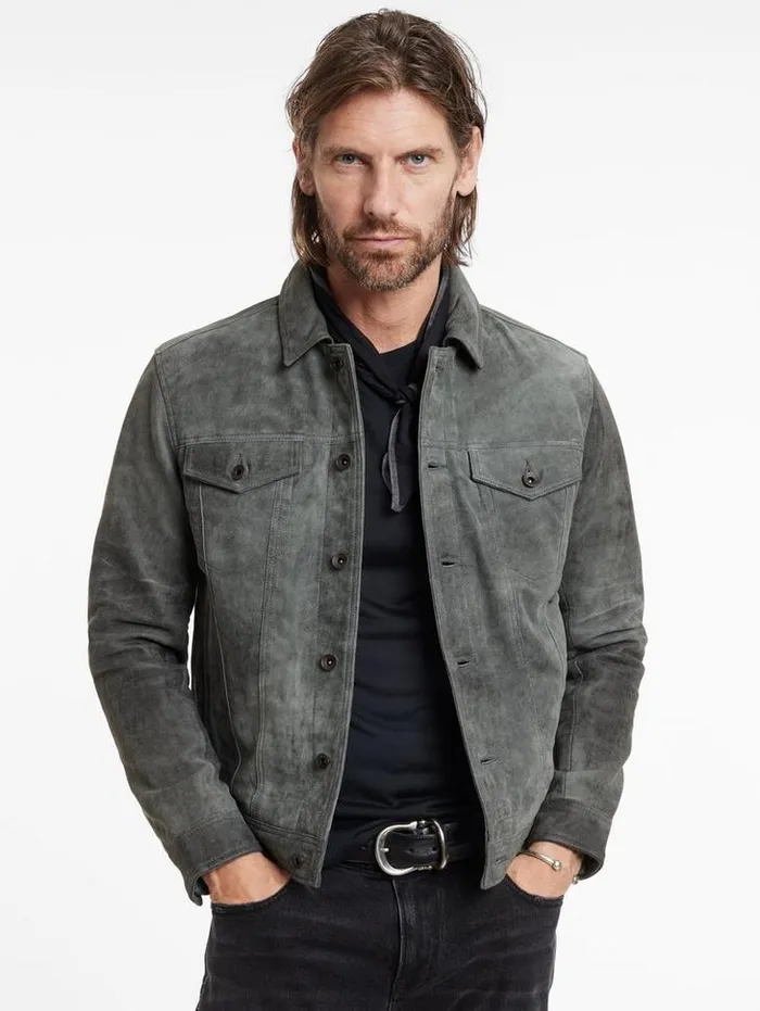 ANDREW TRUCKER JACKET Grey Stone Men John Varvatos Coats And Jackets