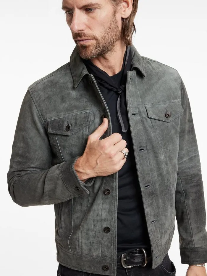 ANDREW TRUCKER JACKET Grey Stone Men John Varvatos Coats And Jackets