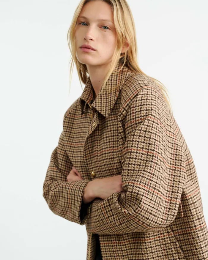 APOLIN PARKA Large Oak Check Women Nili Lotan Jackets and Blazers