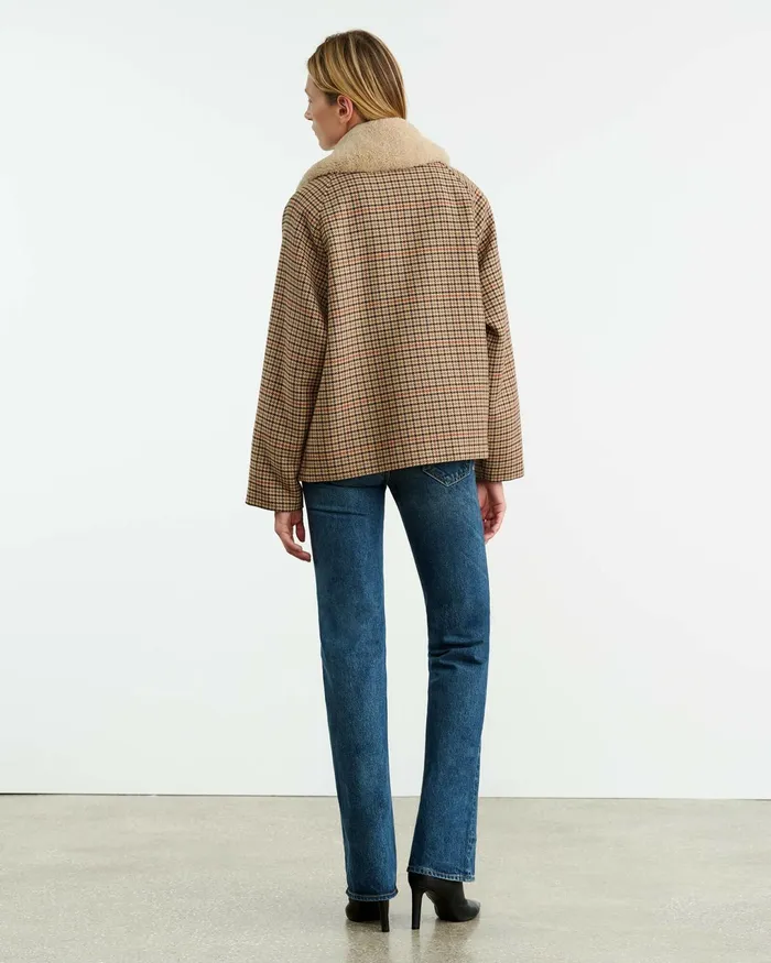 APOLIN PARKA Large Oak Check Women Nili Lotan Jackets and Blazers