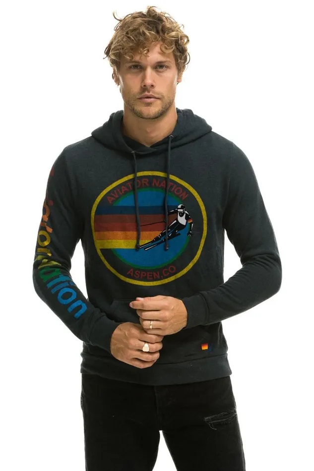 Aspen Pullover Hoodie 8211 Charcoal WomenMen Aviator Nation Hoodies