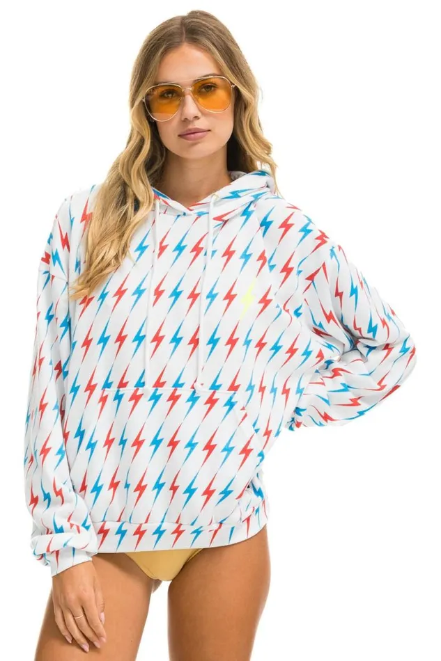 Aviator Bolt W Bolt Embroidery Relaxed Pullover Hoodie 8211 White Usa WomenMen Aviator Nation Hoodies