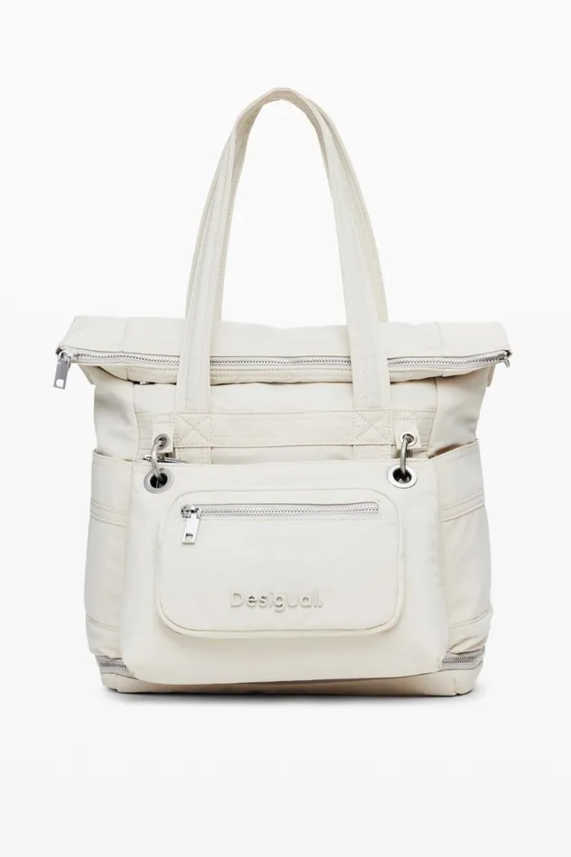 Backpacks Women Desigual Multiposition Nylon Backpack White
