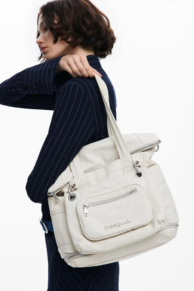 Backpacks Women Desigual Multiposition Nylon Backpack White