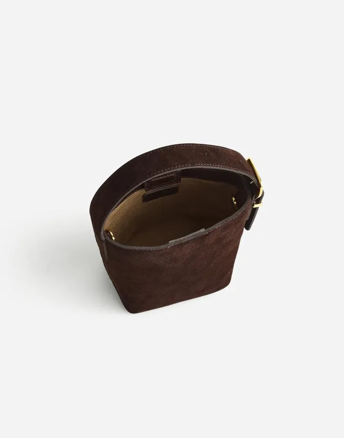 Bags Women Madewell The Essential Micro Bucket Tote Dark Carob