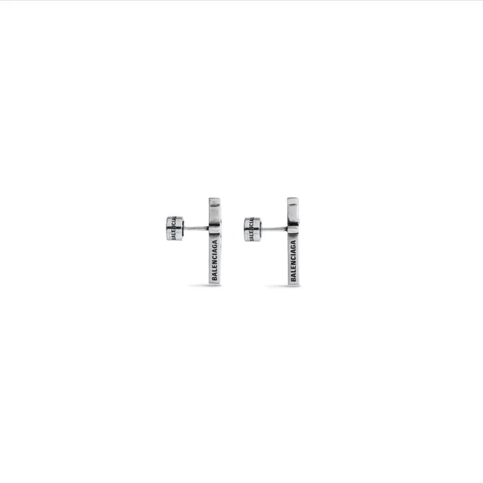 Balenciaga Jewelry WomenMen Typo Metal Earrings In Silver Silver Balenciaga Jewelry WomenMen Typo Metal Earrings In Silver Silver