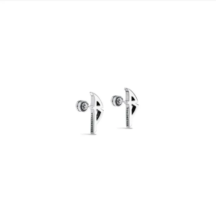 Balenciaga Jewelry WomenMen Typo Metal Earrings In Silver Silver Balenciaga Jewelry WomenMen Typo Metal Earrings In Silver Silver