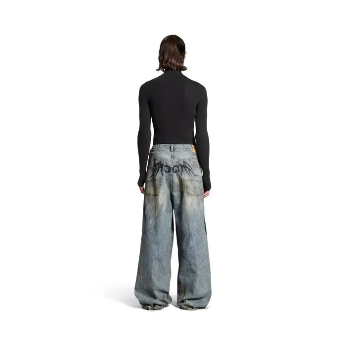 Balenciaga Pants Men Men039s Y2k Stretched Knee Baggy Pants In Light Blue Light Blue Balenciaga Pants Men Men039s Y2k Stretched Knee Baggy Pants In Light Blue Light Blue