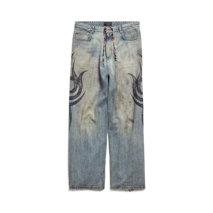 Balenciaga Pants Men Men039s Y2k Stretched Knee Baggy Pants In Light Blue Light Blue Balenciaga Pants Men Men039s Y2k Stretched Knee Baggy Pants In Light Blue Light Blue