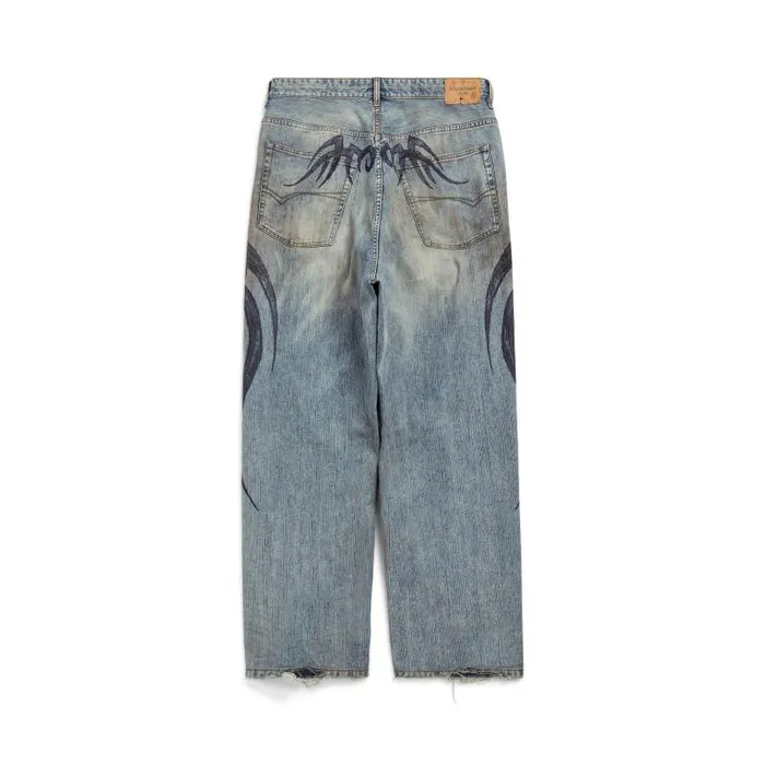 Balenciaga Pants Men Men039s Y2k Stretched Knee Baggy Pants In Light Blue Light Blue Balenciaga Pants Men Men039s Y2k Stretched Knee Baggy Pants In Light Blue Light Blue