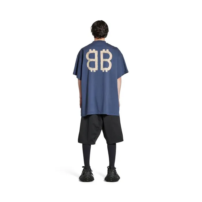 Balenciaga Tshirts Men Men039s Crypto Tshirt Oversized In Blue Blue Balenciaga Tshirts Men Men039s Crypto Tshirt Oversized In Blue Blue