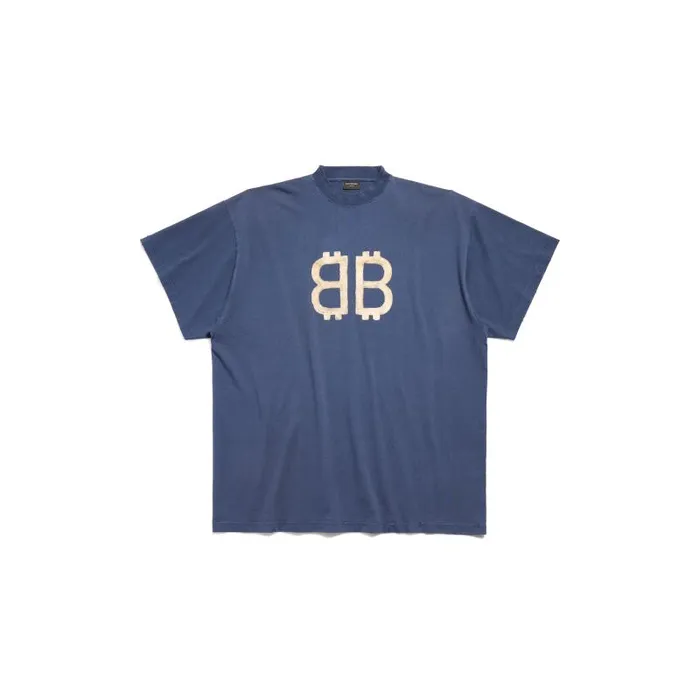 Balenciaga Tshirts Men Men039s Crypto Tshirt Oversized In Blue Blue Balenciaga Tshirts Men Men039s Crypto Tshirt Oversized In Blue Blue