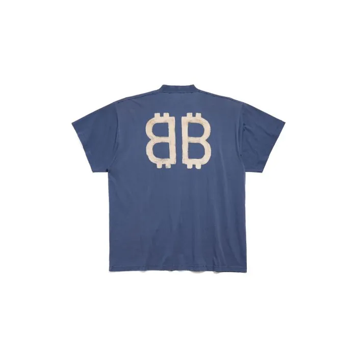 Balenciaga Tshirts Men Men039s Crypto Tshirt Oversized In Blue Blue Balenciaga Tshirts Men Men039s Crypto Tshirt Oversized In Blue Blue