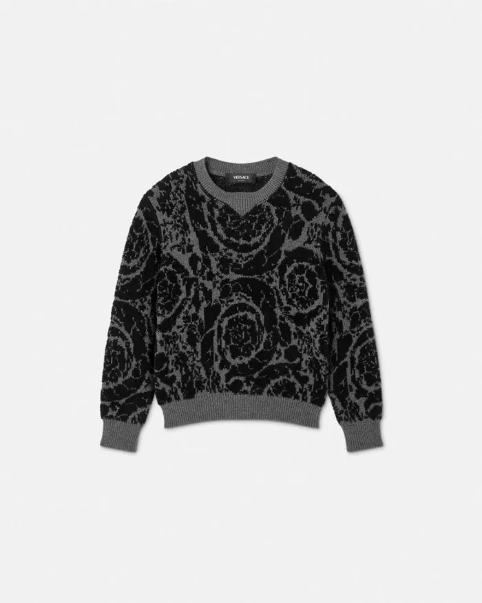 Barocco Jacquards Kids Sweater Gray Children Versace Clothing