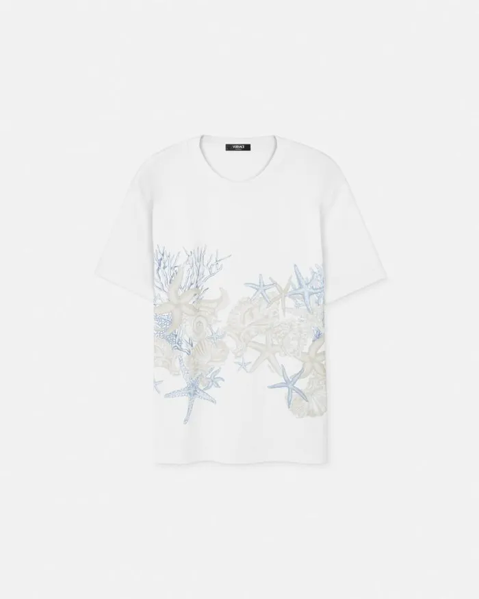Barocco Sea Graphic TShirt Whiteprint Men Versace TShirts and Polos
