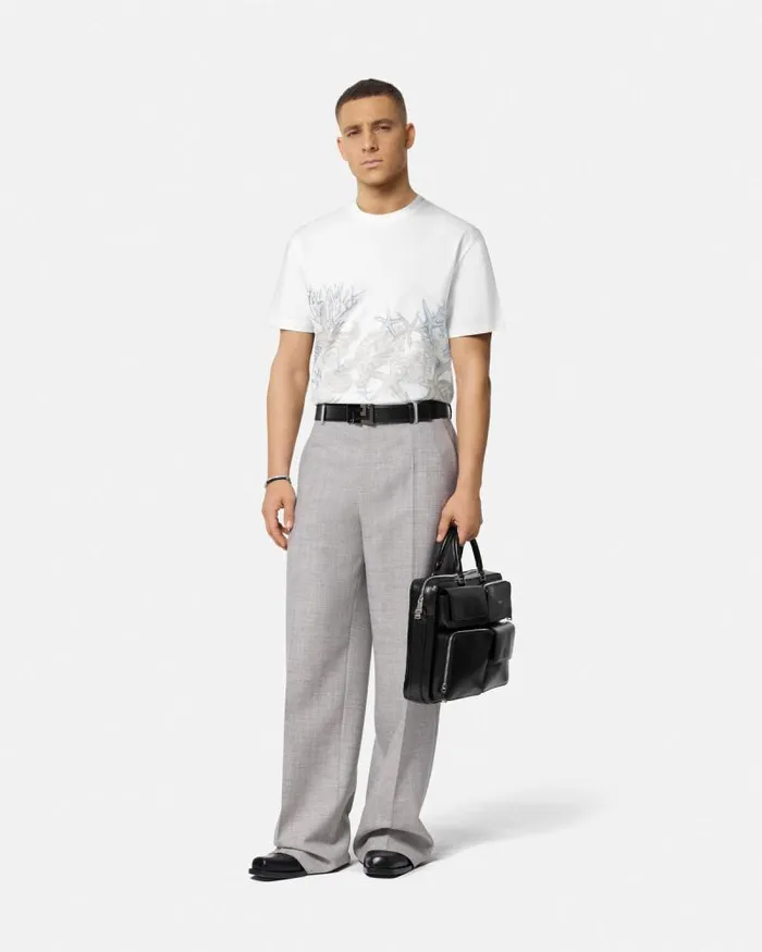 Barocco Sea Graphic TShirt Whiteprint Men Versace TShirts and Polos