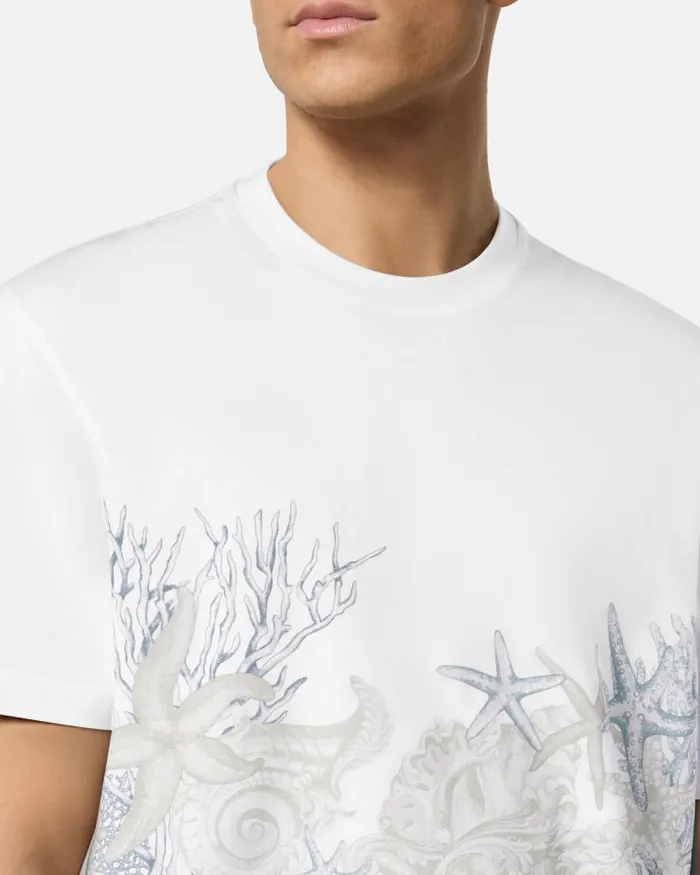 Barocco Sea Graphic TShirt Whiteprint Men Versace TShirts and Polos