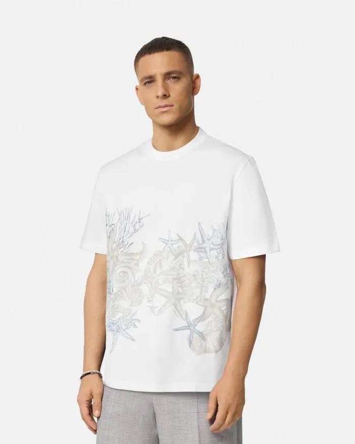 Barocco Sea Graphic TShirt Whiteprint Men Versace TShirts and Polos