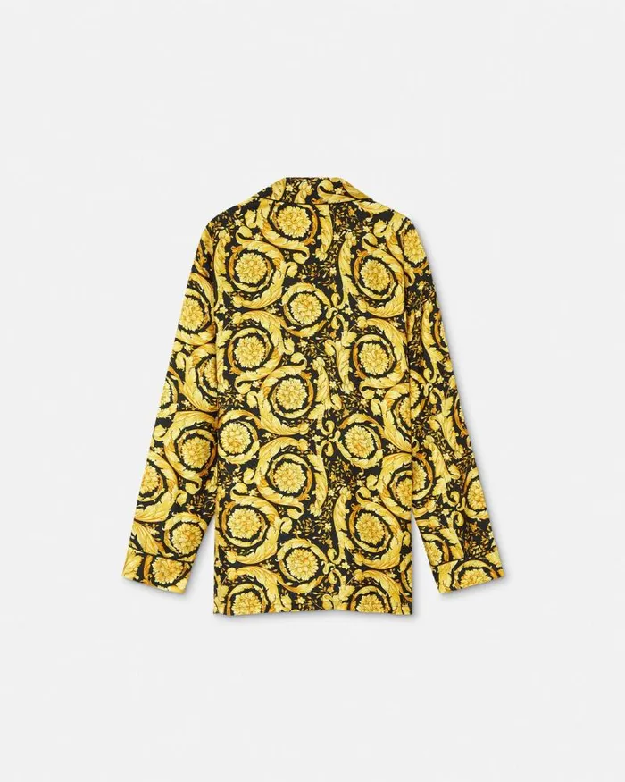 Barocco Silk Pajama Top Blackprint Men Versace Loungewear and Pajamas