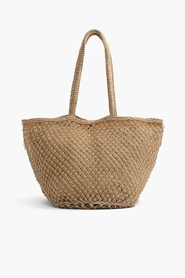 Beach Bags Beach Please Beaded Macrame Jute Tote 8211 America and Beyond Women