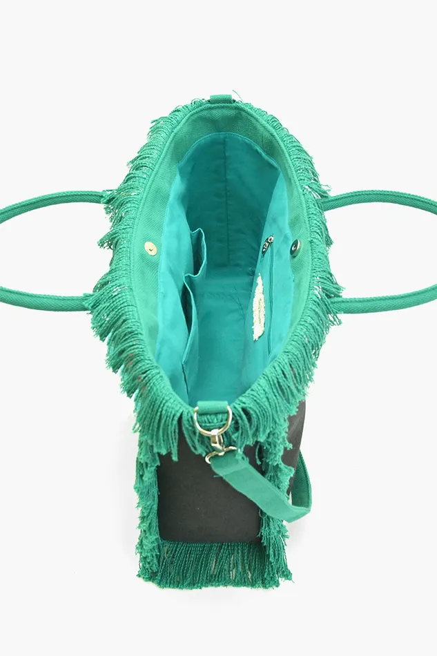 Beach Bags Women America and Beyond Parrot Beaded Fringed Tote