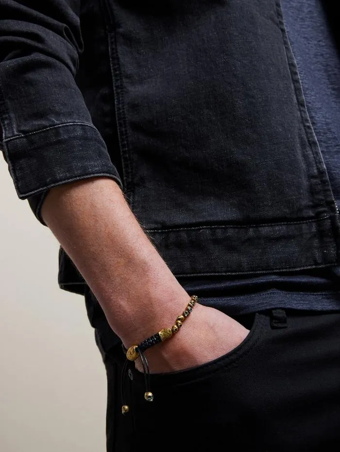 BEADED BRASS SKULL BRACELET Brass Men John Varvatos Jewelry