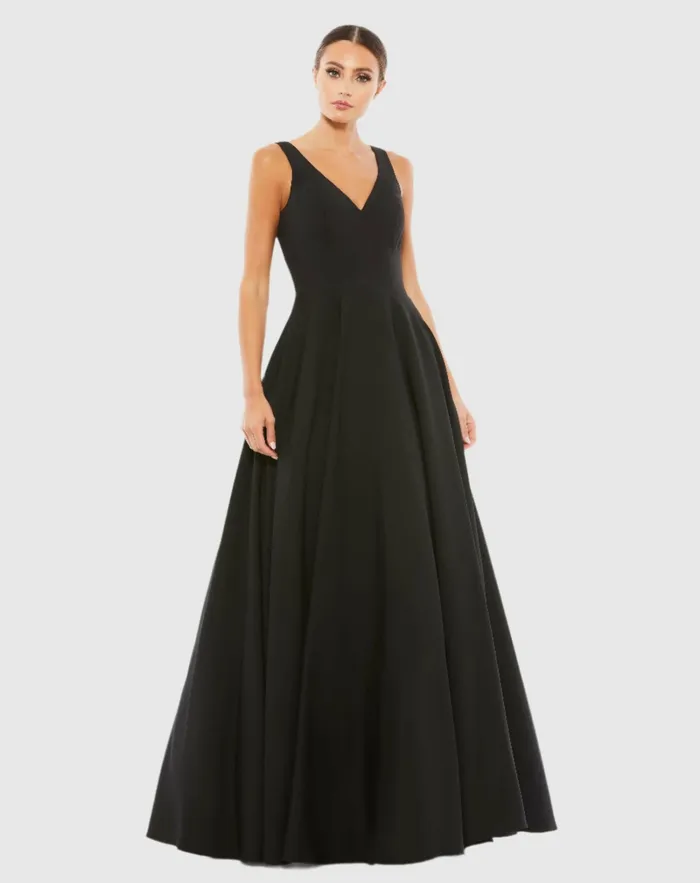 Best Sellers Black Classic Sleeveless ALine Gown with Pockets Black Mac Duggal Women Best Sellers Black Classic Sleeveless ALine Gown with Pockets Black Mac Duggal Women