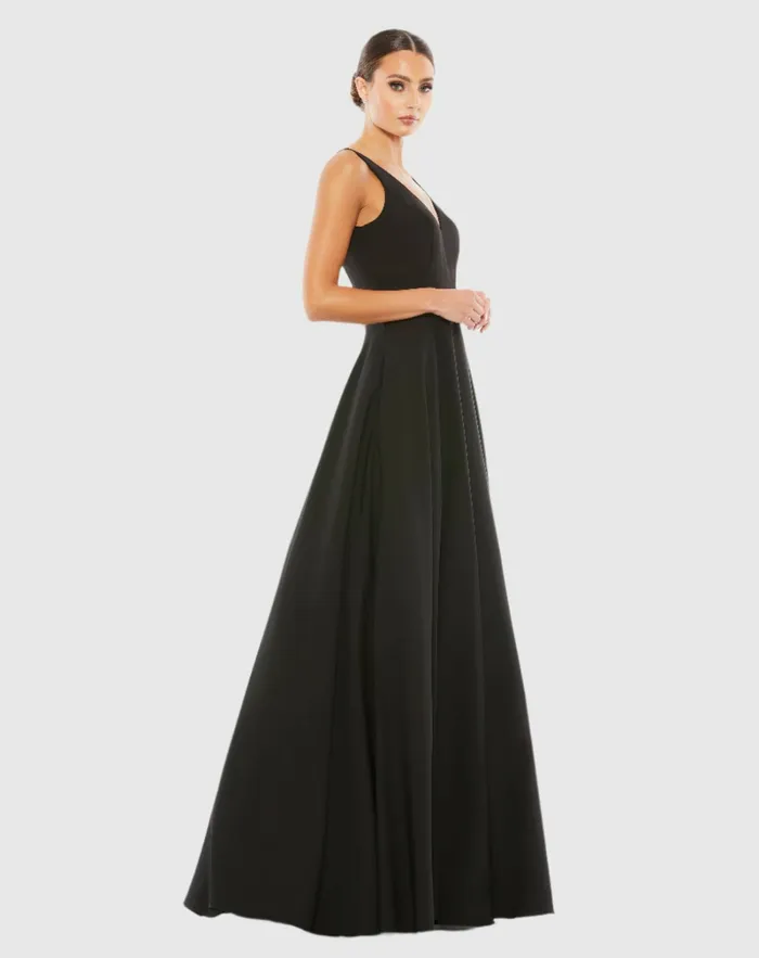 Best Sellers Black Classic Sleeveless ALine Gown with Pockets Black Mac Duggal Women