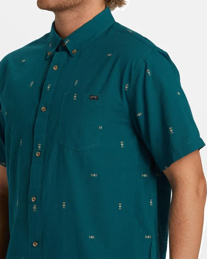 Billabong All Day Jacquard Short Sleeve Shirt Real Teal Mens Shirts Billabong All Day Jacquard Short Sleeve Shirt Real Teal Mens Shirts