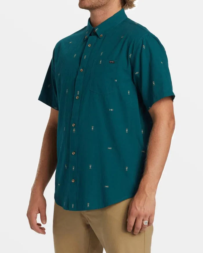 Billabong All Day Jacquard Short Sleeve Shirt Real Teal Mens Shirts Billabong All Day Jacquard Short Sleeve Shirt Real Teal Mens Shirts