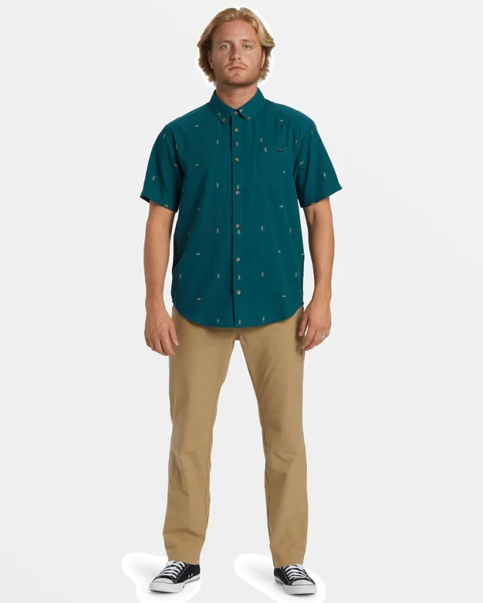 Billabong All Day Jacquard Short Sleeve Shirt Real Teal Mens Shirts Billabong All Day Jacquard Short Sleeve Shirt Real Teal Mens Shirts